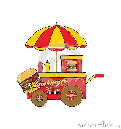 Food vendor cart theme Vector Illustration