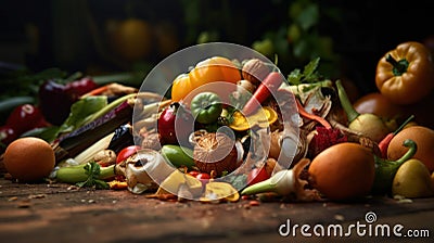 Food waste, Pile of composting organic waste Stock Photo