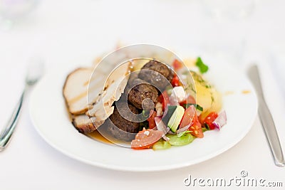 Food on white plate Stock Photo