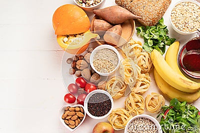 Foods high in carbohydrates Stock Photo