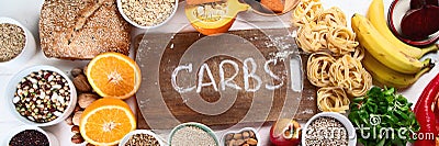 Foods high in carbohydrates Stock Photo