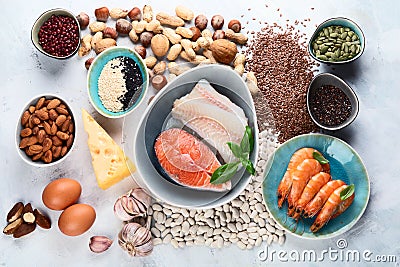 Foods highest in phosphorus Stock Photo