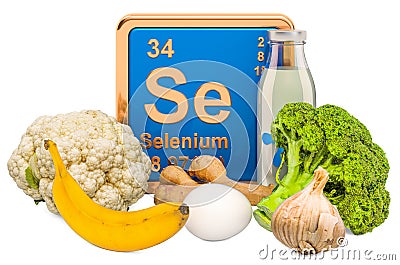 Foods Highest in Selenium, 3D rendering Stock Photo