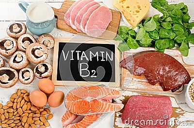 Foods Highest in Vitamin B2 Riboflavin Stock Photo