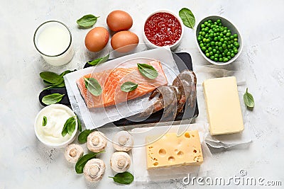 Foods rich in vitamin D Stock Photo