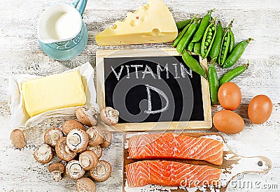 Foods rich in vitamin D. Stock Photo