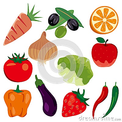 Foodstuff icons set Vector Illustration