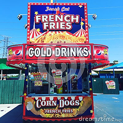 Foodtruck French Fries drinks front Editorial Stock Photo