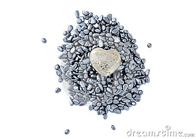 Fool's gold heart on hematite beads Stock Photo