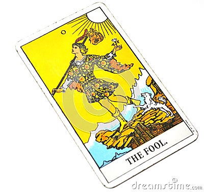 The Fool Tarot Card White Background Stock Photo