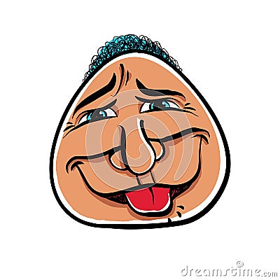 Foolish cartoon face, vector illustration. Vector Illustration