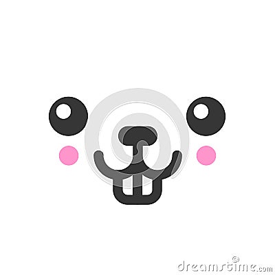 Foolish kawaii cute emotion face, emoticon vector icon Vector Illustration