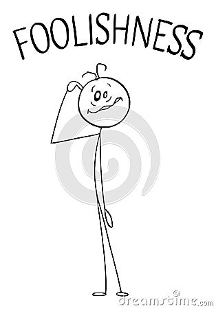 Foolish Person Showing Crazy Facial Expression, Vector Cartoon Stick Figure Illustration Vector Illustration