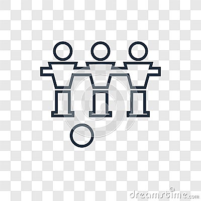 Foosball concept vector linear icon isolated on transparent back Vector Illustration