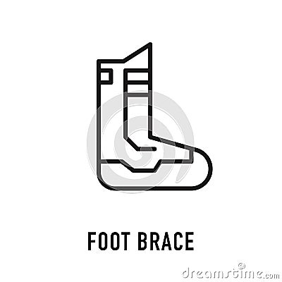 Foot ankle brace linear icon. Foot orthosis. Thin line illustration. Leg brace. Adjustable ankle joint bandage. Joint pain relief Vector Illustration