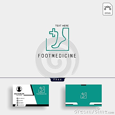 foot, ankle medicine logo template with free business card design Cartoon Illustration