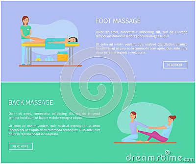 Foot and Back Massage Techniques Poster Set Vector Vector Illustration