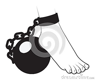 Foot ball and chain Vector Illustration