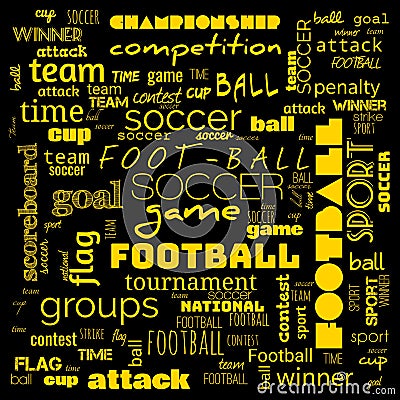 foot ball word cloud,text,word cloud use for banner, painting, motivation, web-page, website background, t-shirt & shirt printing Cartoon Illustration