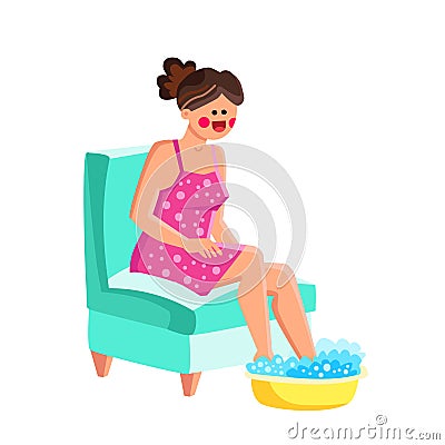 Foot Bath Therapeutical Procedure Make Girl Vector Vector Illustration