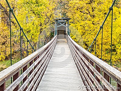 Foot bridge over the Animas River Stock Photo
