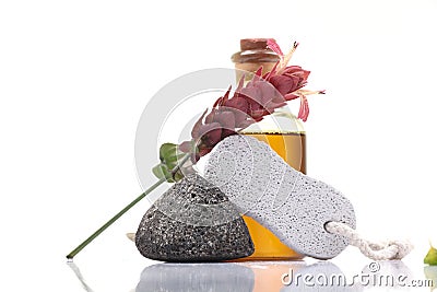 Foot care items Stock Photo