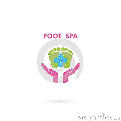 Foot Care Logo.Human foot icon.Foot spa concept.Vector illustration. Vector Illustration