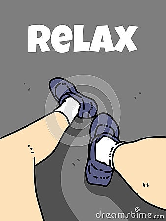 Foot cartoon and text relax Stock Photo