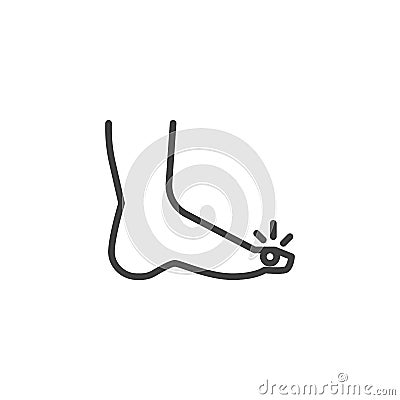 Foot finger pain line icon Vector Illustration