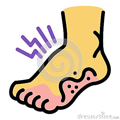 Foot frostbite icon, outline style Vector Illustration