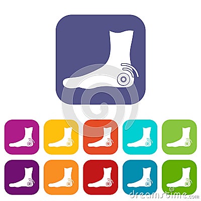 Foot heel icons set flat Vector Illustration