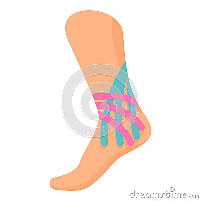 Foot kinesio tape icon cartoon vector. Muscle tape Vector Illustration