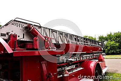 85 foot ladder on antique fire truck Editorial Stock Photo