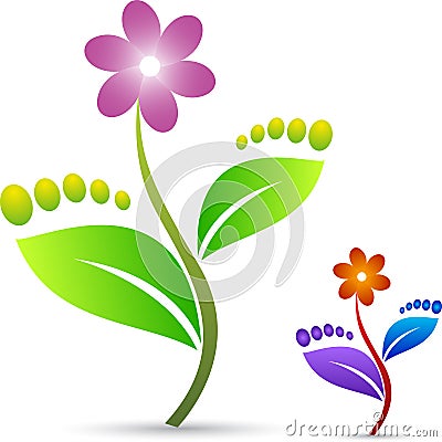 Foot leaf with flower Vector Illustration