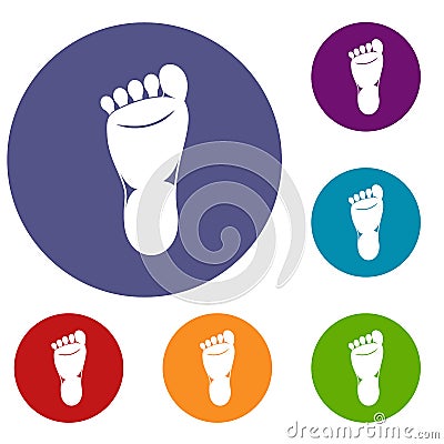 Foot left leg icons set Vector Illustration