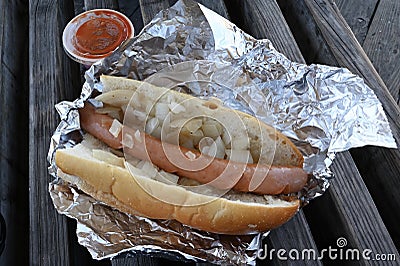 Foot Long Hot Dog Stock Photo