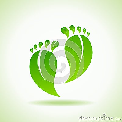 Foot made by green leaves Vector Illustration