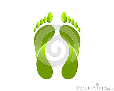 A foot made with green leaves Vector Illustration