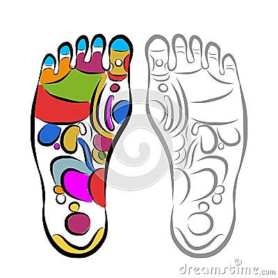 Foot massage reflexology, sketch for your design Vector Illustration