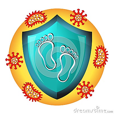 Foot nail fungus treatment flat icon. Protection of legs from fungal infection disease Vector Illustration