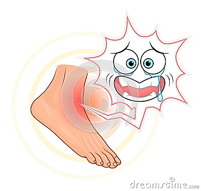 Foot pain with face Vector Illustration