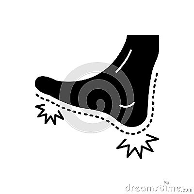 Black solid icon for Foot pain, hell and painful Vector Illustration