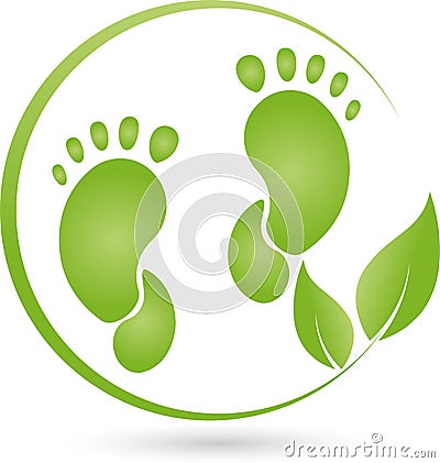 Foot and plant, leaves, foot care and orthopedics logo Stock Photo