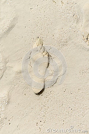 Foot print at the beach Stock Photo