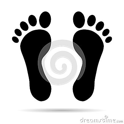 Foot print human sign shadow, track walking design icon, outline vector illustration Vector Illustration