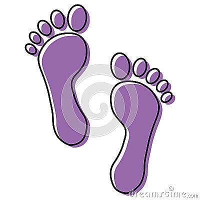 Foot print human sign, track walking design icon, outline vector illustration Vector Illustration