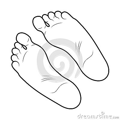 Foot print icon outline design isolated on white background Vector Illustration