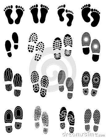 Foot prints icons set Vector Illustration