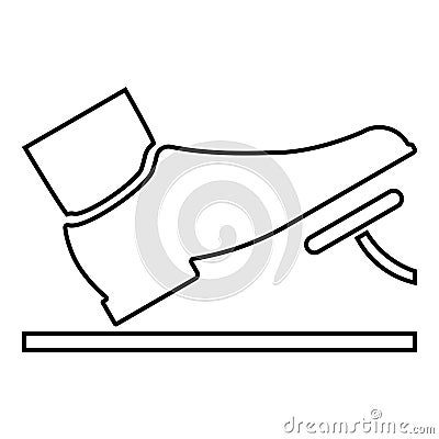 Foot pushing the pedal gas pedal brake pedal auto service concept icon black color illustration outline Vector Illustration
