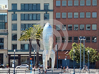 0-foot Raygun Gothic Rocketship sculpture that adorns the San Fr Editorial Stock Photo